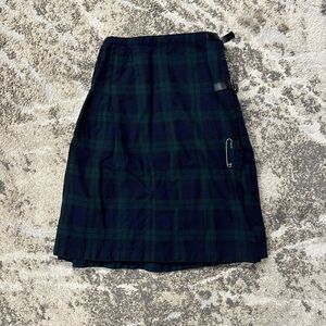 Vintage Mosbrook Pure New Wool Plaid Adjustable Waist Kilt Skirt Punk
